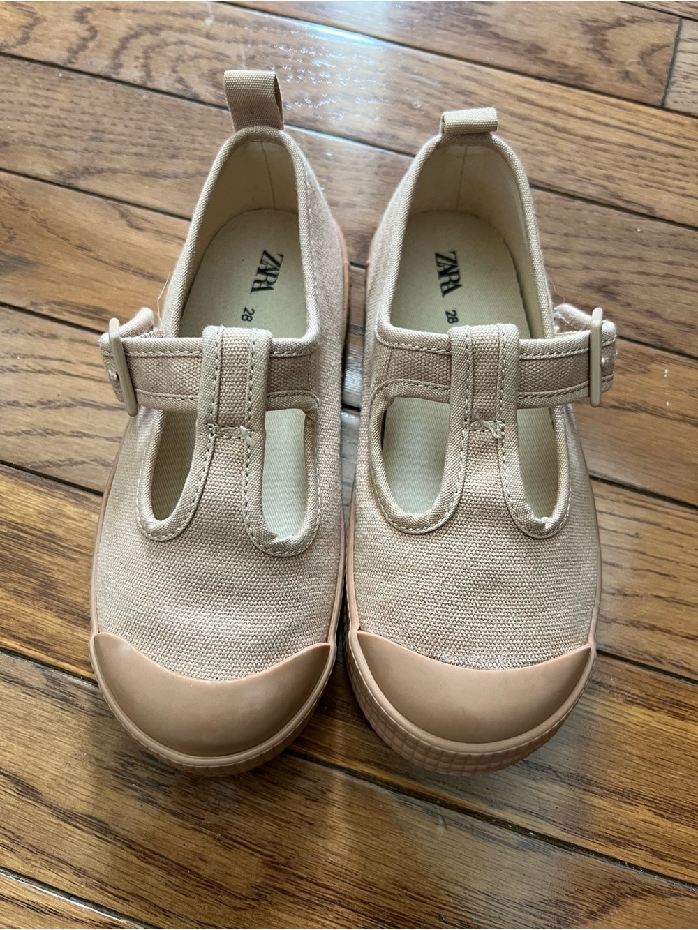 Zara Kids T-bar Sneakers with Toe Cap - Tan - Size 28 (11)